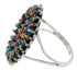 Needlepoint Multicolor Genuine Sterling Silver Ring Size 5-3/4 JX38306